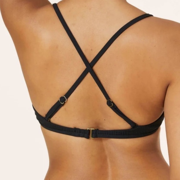 Andie The Valencia Rib Bikini Top Swimsuit Black NWT - Picture 2 of 6